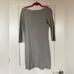 Tory Burch Black and White Striped Long Sleeve Dress